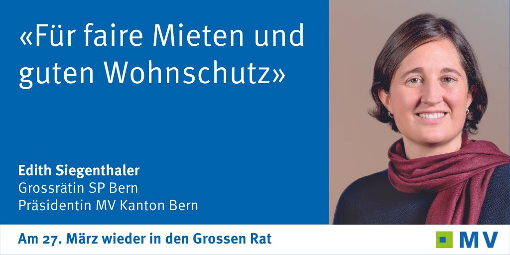 Mieterinnen- und Mieterverband Kanton Bern (@mvkantonbern) on Twitter photo Edith Siegenthalter (<a href="/edith_siegentha/">Edith Siegenthaler</a>) wieder in den Grossen Rat am 27. März!
Unsere Vorstandsmitglieder engagieren sich zuverlässig für faire Mieten und einen guten Wohnschutz im Kanton Bern.
#faireMieten #WahlBE22 Edith Siegenthalter (<a href="/edith_siegentha/">Edith Siegenthaler</a>) wieder in den Grossen Rat am 27. März!
Unsere Vorstandsmitglieder engagieren sich zuverlässig für faire Mieten und einen guten Wohnschutz im Kanton Bern.
#faireMieten #WahlBE22