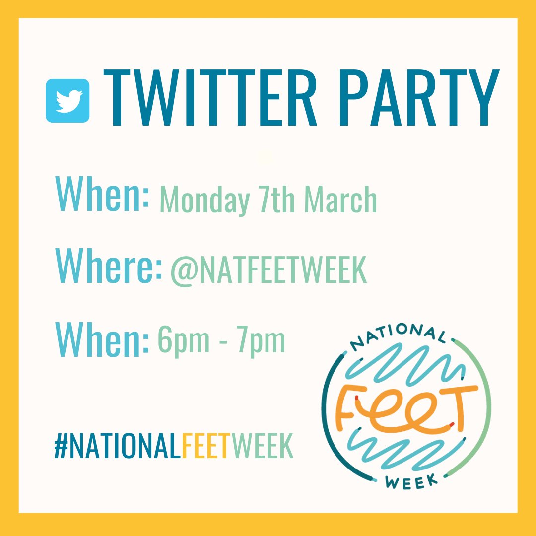 lilyslearners's tweet photo. Who will be joining us later today over at @NatFeetWeek to join in with a Fab Twitter party to talk all about caring for our feet? There will be prizes to be won, plus professionals to ask your feet related questions to.
See you there!
#natfeetweek #win #nationalfeetweek https://t.co/M8LG99475D