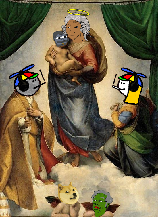 The CrytpoJaks renaissance is alive and well. 

Behold, 'Sistine Jak' featuring <a href="/sartoshi_nft/">@sartoshi_nft</a>'s mfers and other frens...

🖼️: opensea.io/collection/cry…

👾: discord.gg/h6NfzR3z

#cryptojaks #mfers #rarepepe #doge #satisfiedape