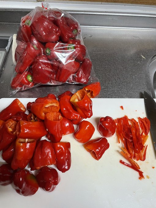 クソ安いパプリカだと思って大量にかったら、熟し過ぎて赤くなって商品にならなくなったピーマンだった 