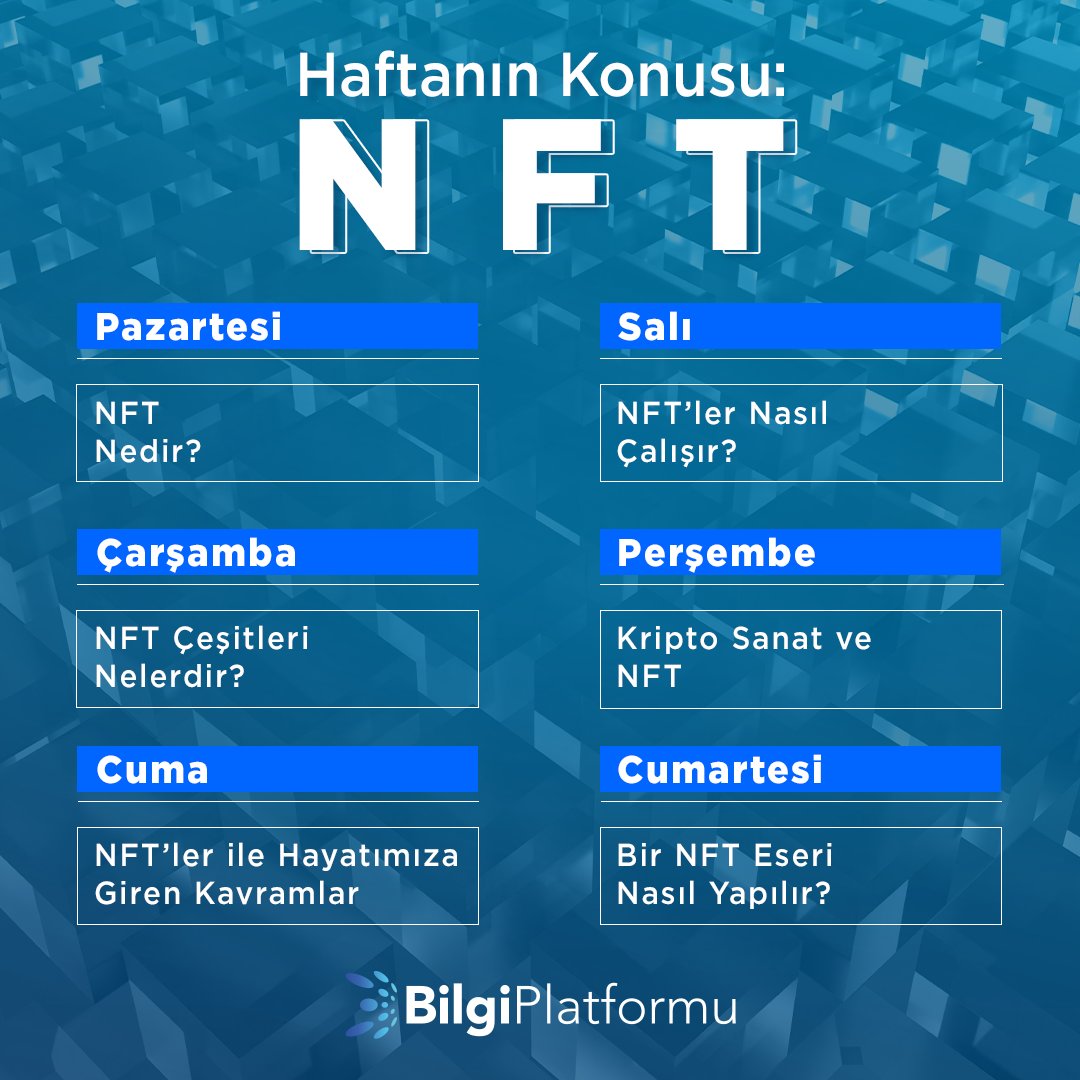🗃️#BtcTurk Bilgi Platformu’nda haftanın konusu: #NFT! 

Nasıl çalışır❓
Çeşitleri nelerdir❓
Nasıl yapılır❓
NFT’ler ile hayatımıza giren kavramlar nelerdir❓

Tüm bilgilere, hafta boyunca BtcTurk'ü takip ederek ulaşabilirsiniz!

#Bitcoin #BitcoinTurkiye