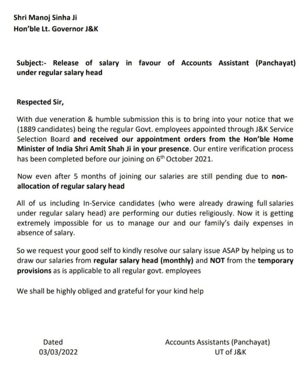 GBadgotra's tweet photo. #salary4PanchayatAccountsAssisstant(PAA)
#salaryThroughRegularHead 
#boycottAdmExpenses
@OfficeOfLGJandK
@AdvisorBJKGovt 
@jkrddpr 
@tslnewsnetwork https://t.co/vWW6OULXfW https://t.co/ALPqwZG0zS
