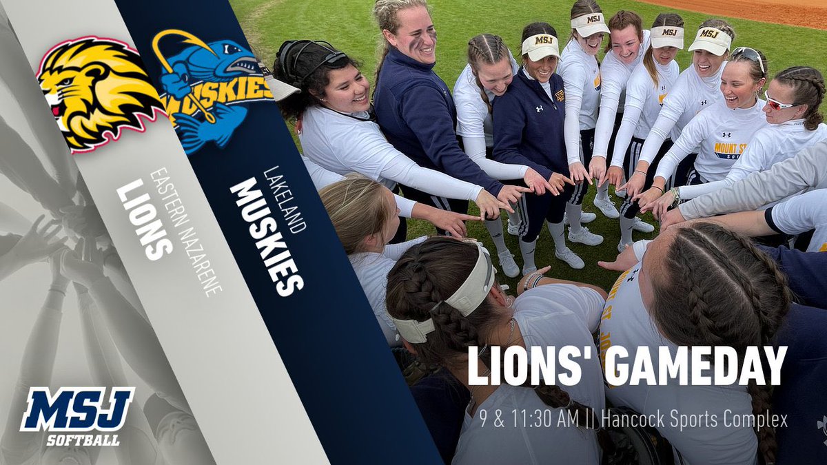 MSJSoftball's tweet photo. ‼️SCHEDULE CHANGE‼️
Today’s game times have been moved up. 

🆚 Eastern Nazarene College @ 9 AM
🆚 Lakeland University @ 11:30 AM
📍 Hancock Park
       Clermont, FL https://t.co/ld0RvmaoTM