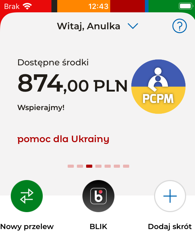 kingwoj's tweet photo. Dziś pojawiła się nowa aplikacja @mBankpl, dzięki której jeszcze łatwiej można zrobić przelew na @FundacjaPCPM pomagającą ofiarom wojny w Ukrainie. Jesteśmy razem z Ukrainą a wszystkich naszych klientów zachęcamy do wpłat na konkretną pomoc! https://t.co/SOKjKRZDWW