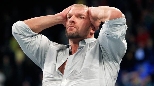 Garyh3k's tweet image. The four emotions of Triple H after he sees William Regal walking out at #AEWRevolution 

#AEWRevolution2022