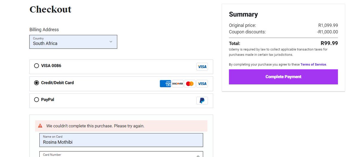 MadiRos4's tweet photo. @bvpraveen Hi Praveenkumar, I have been experiencing a problem when purchasing a course since last week Friday, what is an alternative to purchase this course? Please help https://t.co/ECQ4Wn8kFy