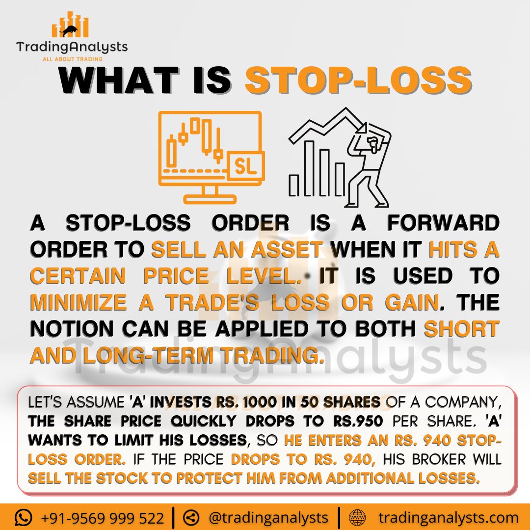 tradinganalysts's tweet photo. What is Stop-Loss?📉

To know more about Stock Market and Investment Trading do follow us.

Join our WhatsApp group by clicking the below link to gain more knowledge, skills and daily Stock Market Updates for free. 
https://t.co/yJO3RaDrLE 

 #trading #TradingAnalysts #stoploss https://t.co/fYsiwp1MMl