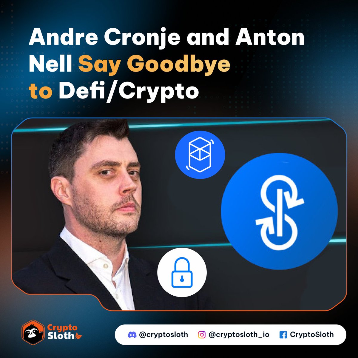 CryptoSloth_io's tweet photo. 📣ANTON NELL AND ANDRE CRONJE SAY GOODBYE TO DEFI/CRYPTO
#nftcollectibles #nfts #crypto #cryptocurrency #blockchain #nft #metaverse #nftcommunity #nftcollector #Defi #blockchainnews #assetmanagement
👉 Check out  https://t.co/sNKbSuYdKI for more! https://t.co/aNqsHIpRmz