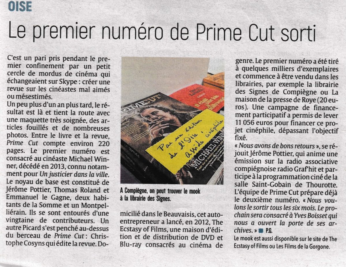 Un article extrait du <a href="/CPicard60/">CourrierPicard60</a>. <a href="/LeGeee/">LeGeee</a> <a href="/SSambosi/">Sidney Cadot Sambosi</a> <a href="/LionelGrenier/">Lionel Grenier</a> <a href="/Michel_Tabbal/">Michel Tabbal 📽️🐻‍❄️🐸🦆🐠🪲🌈</a> <a href="/Yohann_Chanoir/">Yohann</a> <a href="/QuistrebertK/">Karel Quistrebert</a> @Thom_Roland <a href="/CourrierPicard/">Courrier picard</a> #PrimeCut #Revue #Magazine #Cinéma #MichaelWinner #Film #Presse