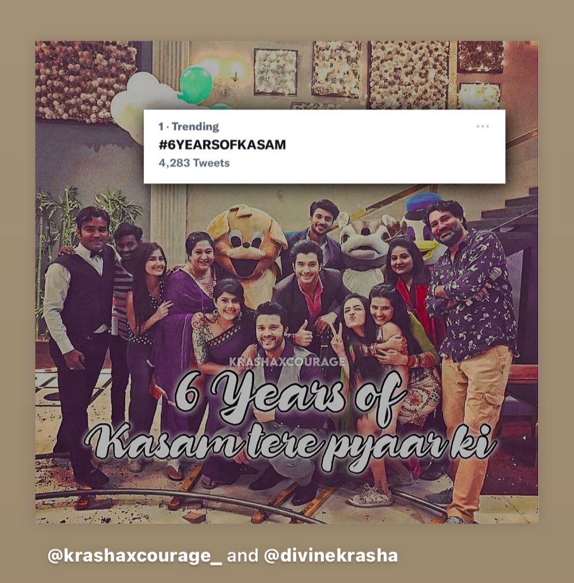 krashaxcourage's tweet photo. Thankyou to all people who joined and helped us to make it successful! We did it krasha army!
#6YEARSOFKASAM @kratikaonly @SHARADSMALHOTR1 @GossipsTv https://t.co/KjrBekWKqC