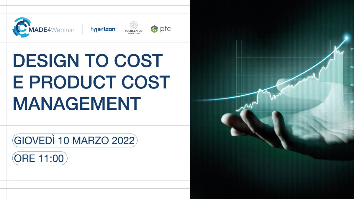 madecc40's tweet photo. #MADE4Webinar: il 10 marzo parleremo di #designtocost e #digitalthread per stima e tracciamento dell'evoluzione di costo prodotto durante lo sviluppo. Con Roberto Raffaeli (@HyperleanSrl), Eugenio Vacca (@PTC_Italia) e Mario Guagliano (@polimi)
Registrati: https://t.co/Kst8qDHMAP https://t.co/rQF7ZUMUap