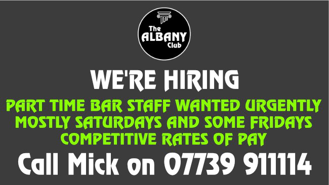Albany Club - BAR STAFF URGENTLY REQUIRED and Club Secretary / Treasurer recruitment continues - mailchi.mp/0388408b7194/a…