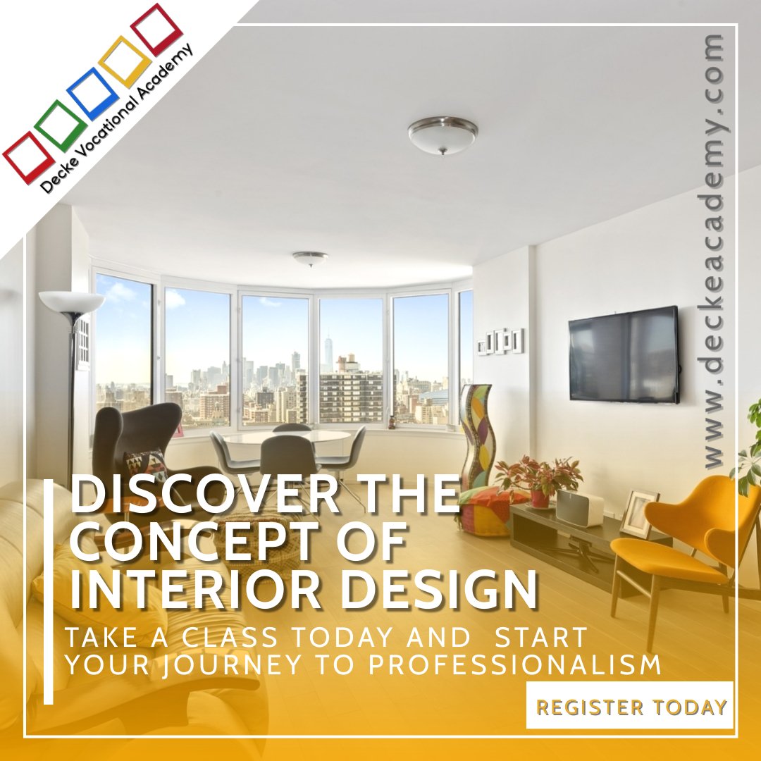DeckeAcademy's tweet photo. Discover the concept and dynamism of Interior Design with Decke Academy.
Don't just Create, deliver professionalism to your clients and prospects with hands-on training...
#trainingmode #trainingcenter #training #interiordesignschool #jobsearch #jobplacements https://t.co/CoswtrCuAb