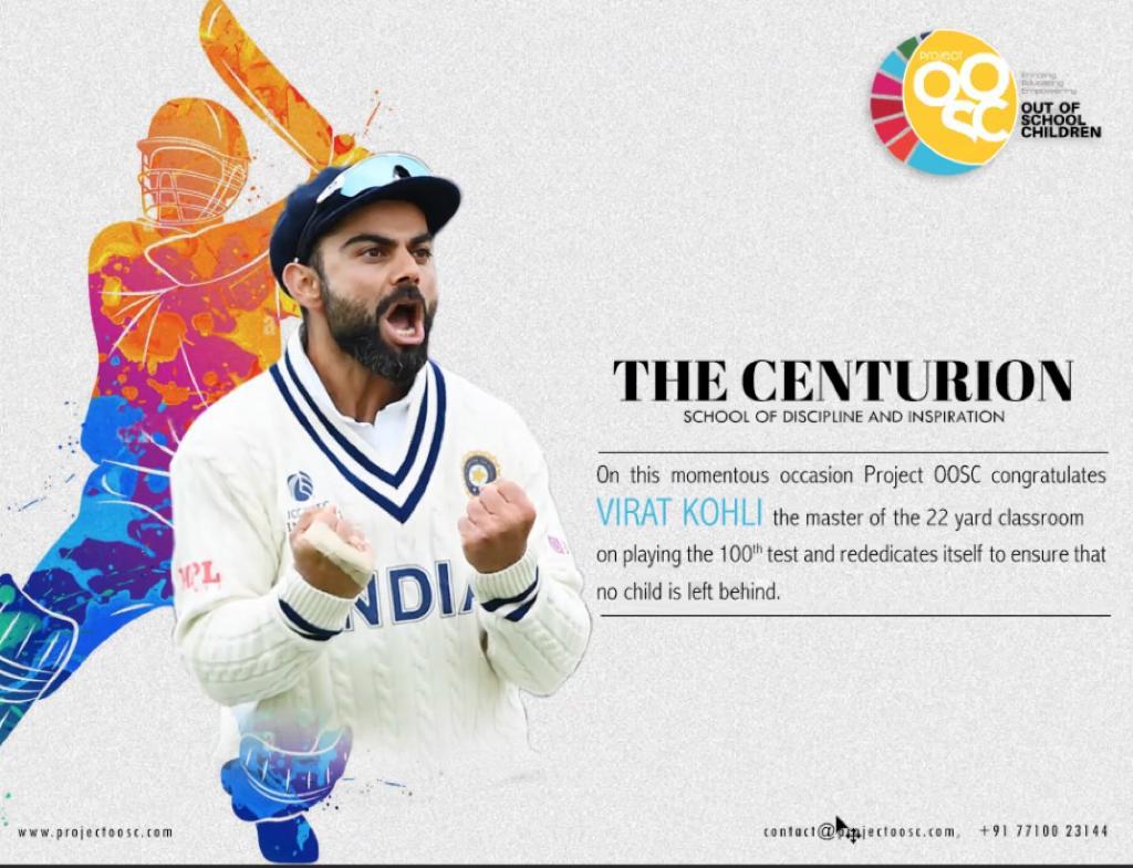 ProjectOoSC's tweet photo. Congratulations to Virat Kohli on achieving this phenomenal milestone in his career.
As a national icon, leader &amp; integral part of the Indian cricket team Virat Kohli shows us the rewards of continuous hard work &amp; discipline.
Project OOSC wishes these teachings for all children! https://t.co/DvTwzFHtus