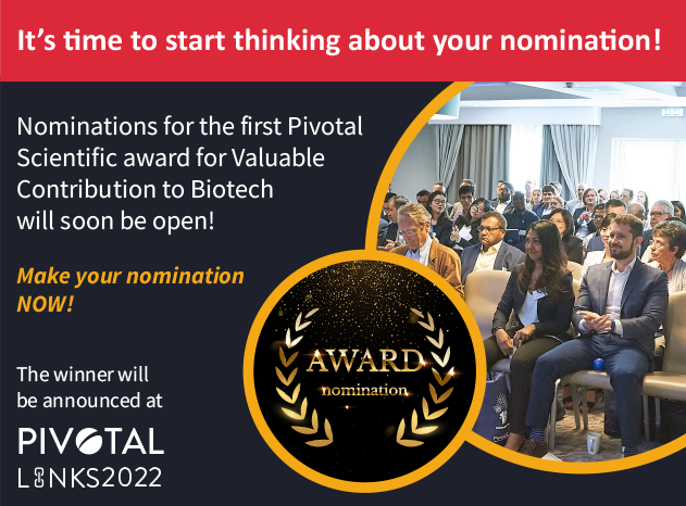 PivotalSci's tweet photo. Don't miss out on your nomination for our 'Valuable Contribution to Biotech' Award at #PivotalLinks '22.
Whatever your service, the award recognises significant #Biotech discovery and innovations.
Make your nomination today: https://t.co/N19fQSLjys
#IVDreagents #awards https://t.co/BsgTzmEwwn