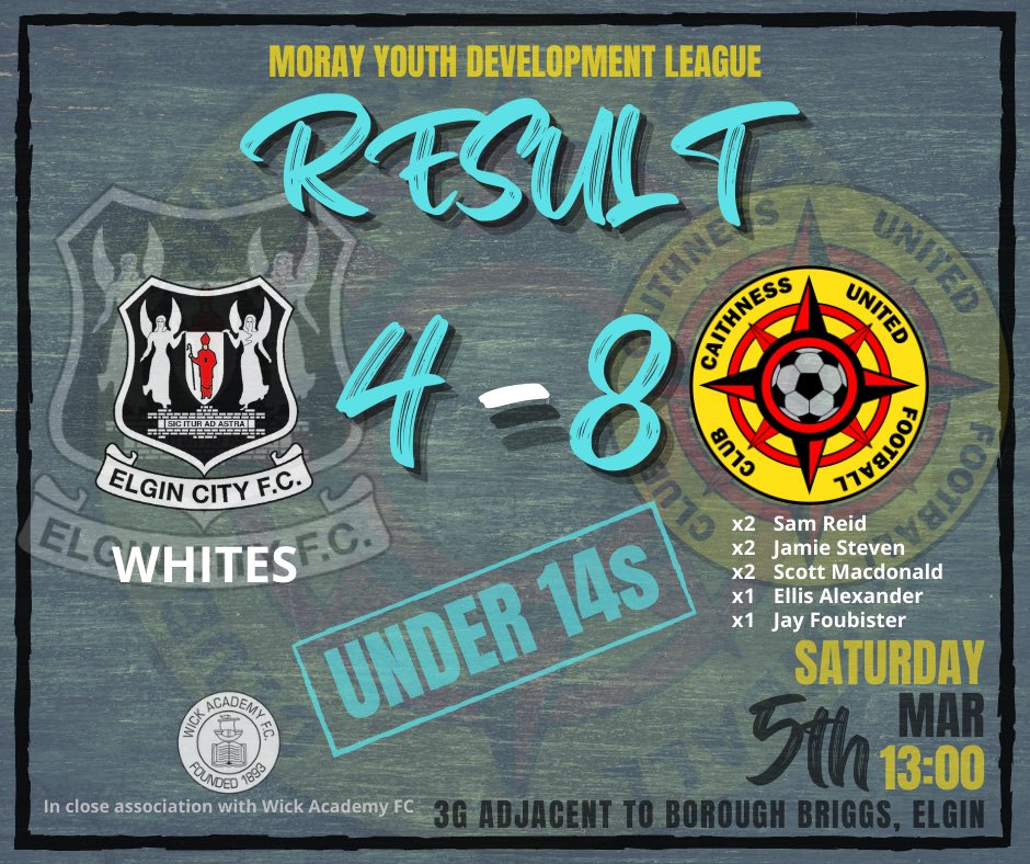 CaithnessUnited's tweet photo. The U14s had a successful trip to Elgin on Saturday, where they secured an impressive victory over their opponents.
Congratulations boys!
#UnitedCaithness
#YouthDevelopment
#8goals https://t.co/w7VD6ZvGTr