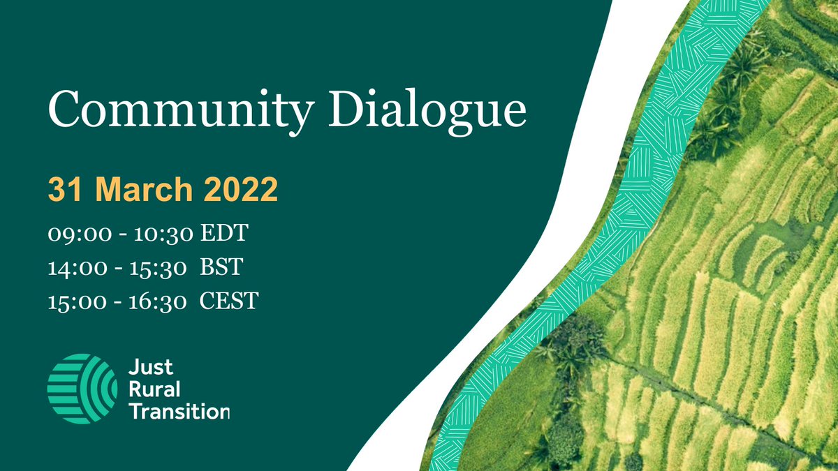 JRTransition's tweet photo. ✉️ You're invited to the JRT Community Dialogue, where we'll share our 2022-23 strategy and hear from the community on your key priorities and activities for the year.

📅 Thursday 31 March
🕙 09:00 EDT / 14:00 BST / 15:00 CEST 

Register: https://t.co/9IswFp0UEp https://t.co/s8fSNzKThq