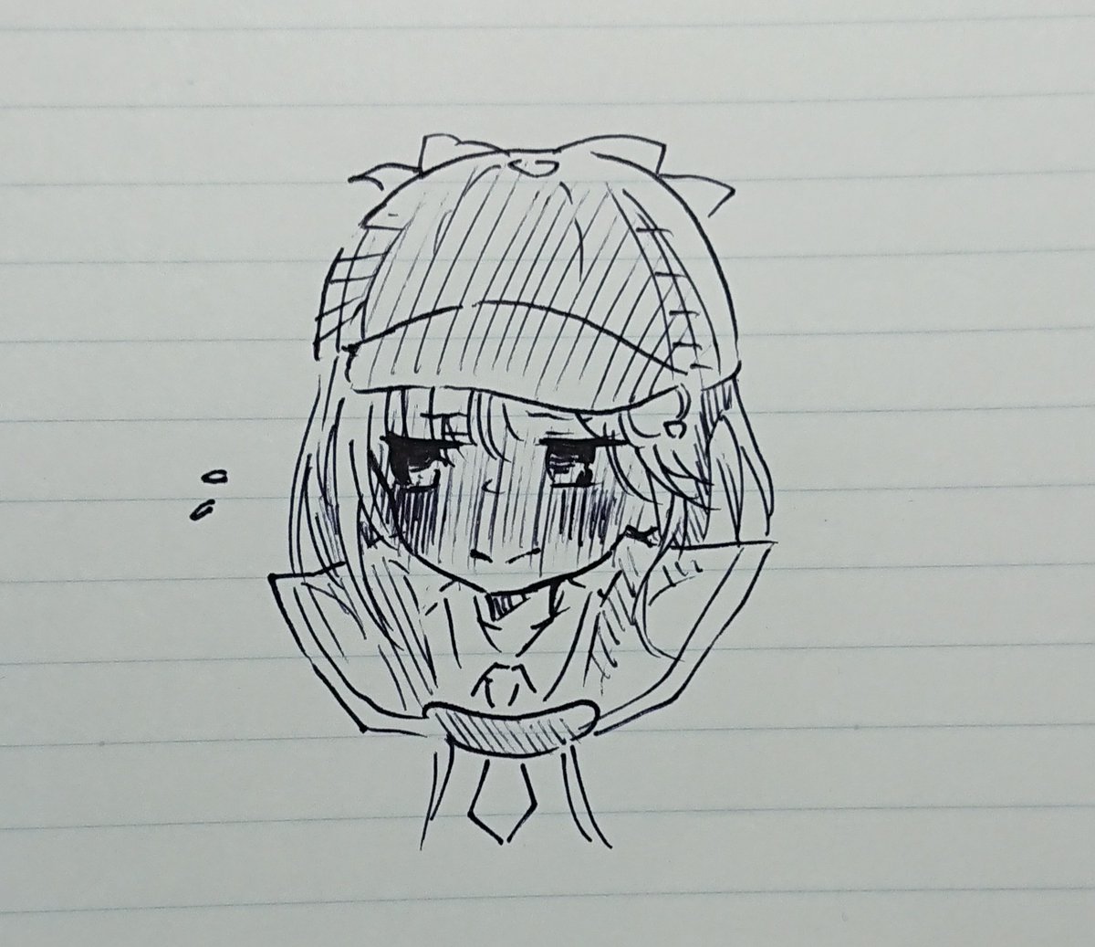 今日の5分落書き～part2「照れ顔アメちゃん」です✨ 