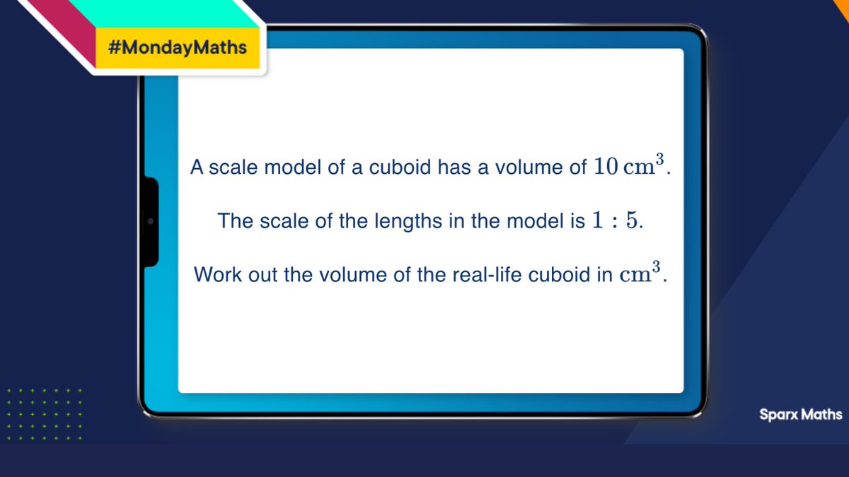 SparxMaths's tweet photo. Hello Monday! ☀️☀️
Let's get those brain cogs turning with this GCSE maths question!
Can you or your maths students solve this one today?
#mondaymaths #mathsquestion #edtechteacher #edtech https://t.co/7FupGZtA5g
