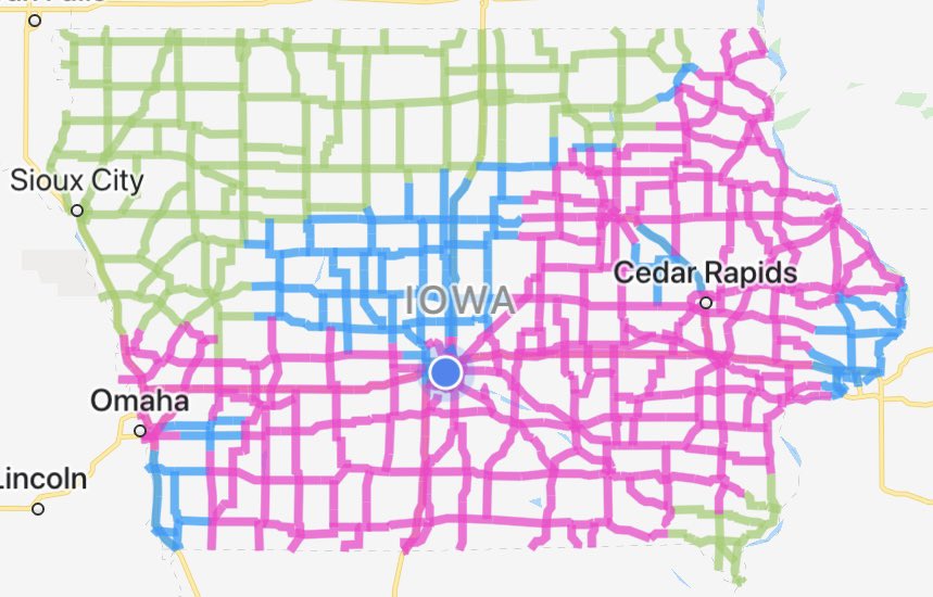 Iowa Dot Highway Map Eric Hanson On Twitter: "5Am Roads From @Iowadot Pink= Completely Covered.  Blue = Partially Covered. Https://T.co/Zm4Wzfq3Z8" / Twitter