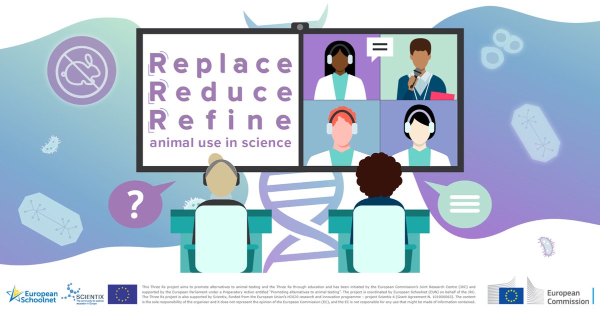 📢 Shape active and informed #students who will work on #NonAnimalScience!
🧬 Join with your students the #ThreeRsCareersChats!
Monica Piergiovanni, a researcher <a href="/EU_ScienceHub/">Testing</a>, will answer all your questions 🔴live🔴
👉 bit.ly/ThreeRs-Chats
<a href="/scientix_eu/">Scientix</a> #SDC22 #ECVAM