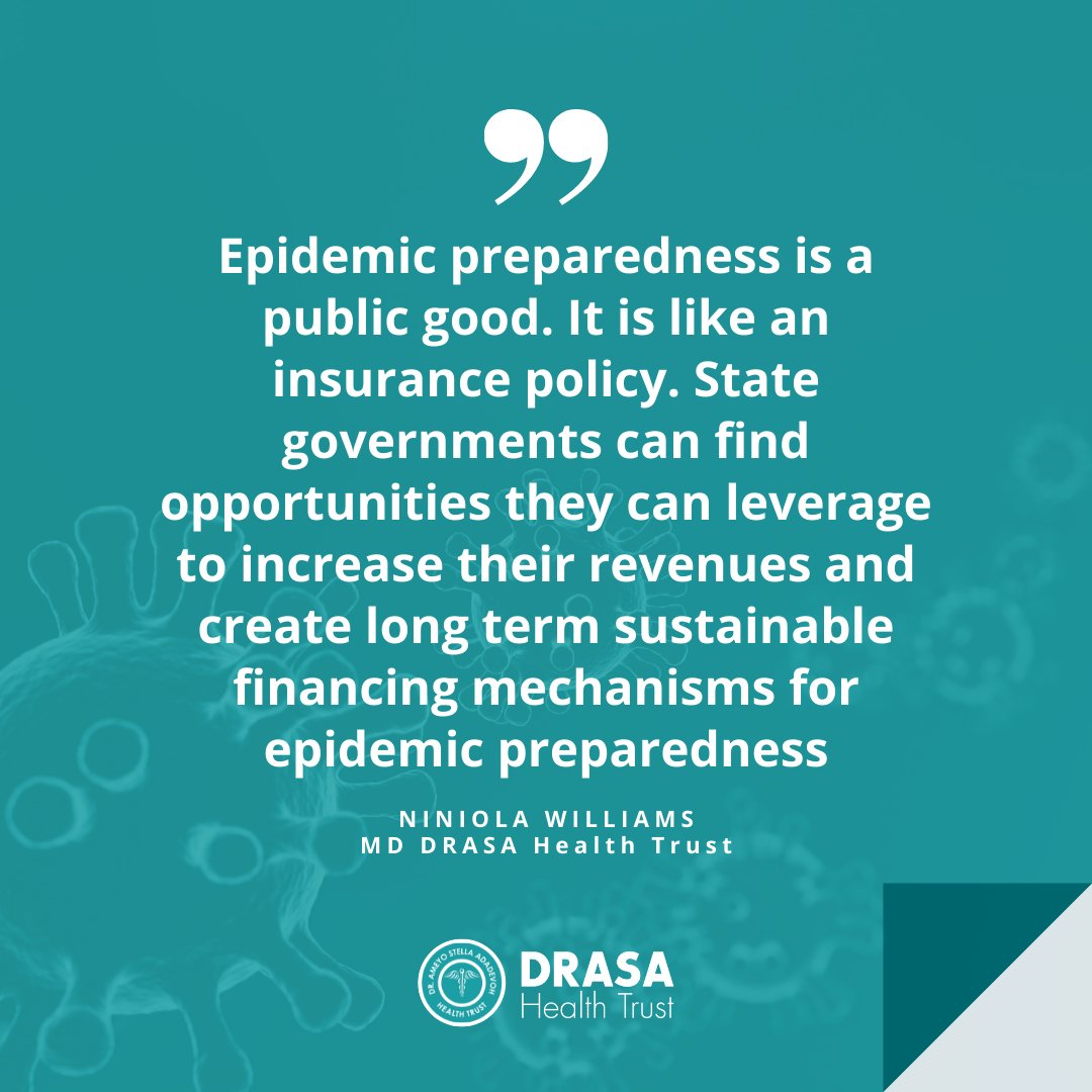 drasatrust's tweet photo. #ICYMI Prevention is better/cheaper than cure. Every moment is a time to invest to #PreventEpidemicsNaija and to treat #EpidemicPreparedness as an insurance policy.
Our MD, @NiniolaWilliams aptly captures this from last week's Twitter Spaces with @BudgITNg, @nighealthwatch. #QOTD https://t.co/AtMcjWcLnz
