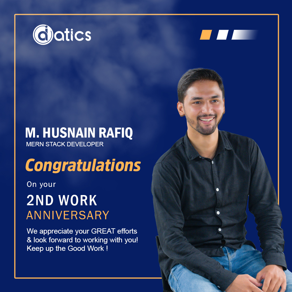 datics_ai's tweet photo. At Datics AI, we understand and recognize the value of an excellent resource. Our invaluable team members, Fatima and Husnain, are no exceptions.
We wish a heartful Happy Work Anniversary to our superstars. ๐คฉ
#WorkAnniversary #DaticsAI #Superstar https://t.co/1Suj9LVhQI