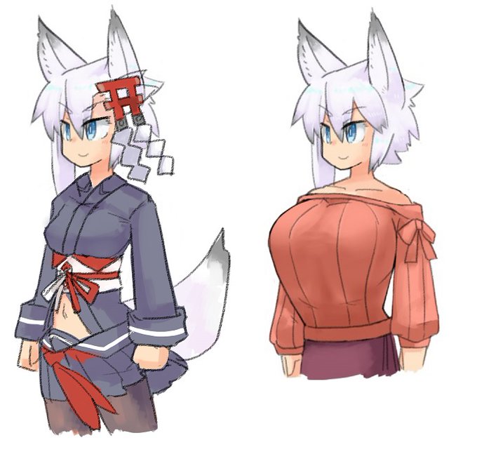 今日の再掲はコンちゃんこと、紺寿(コンコト)
牛族とキツネ族のハーフ
戦闘服の能力でおっぱいを小さくしてる
鎧を身にまとうヒロイック要素がある
ママンがケモ
髪の配色が牛、種族がキツネ 