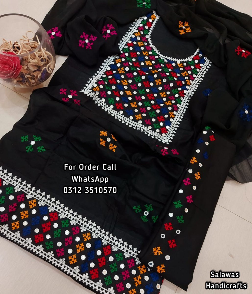 Find Best Sindhi Embroidery Dress Designs in Black Color With Multi  Embroidery Work Design Collection #BlackSindhiEmbroideryDress