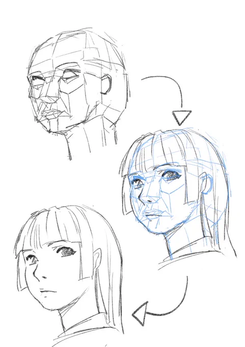 顔の立体画を描いて
それを下書きに絵を描くと
普段より立体的な絵になる気がする
つまり普段、立体の把握が未熟だって話🤣 