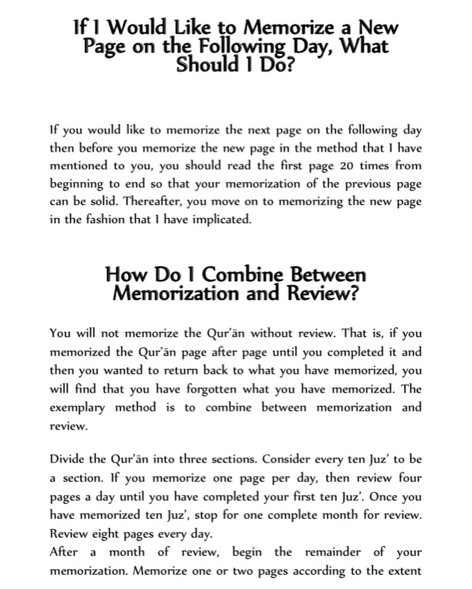The most efficient way to memorise the Quran, and store it in your long-term memory!

This wonderful treatise written by the noble Shaykh Abdul Muhsin Al-Qasim حفظه الله teaches you to follow a method that will easily help you memorise the Quran.