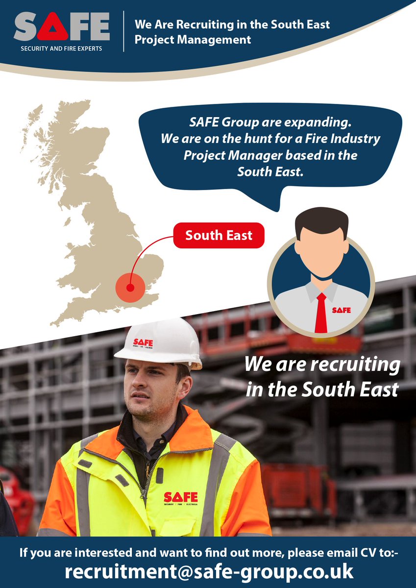 We are on the hunt for a Fire Industry Project Manager in the South East.

We are looking to recruit an experienced Project Manager in the South East to deliver a large array of installation projects in and around this area.

Please email CV to - recruitment@safe-group.co.uk