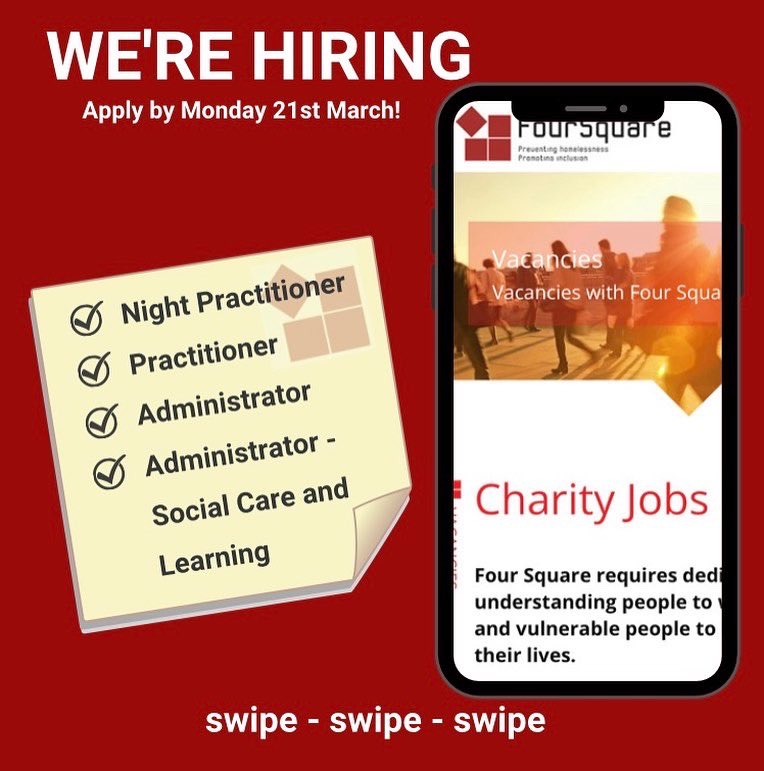 FourSquareScot's tweet photo. WE’RE HIRING 📣 

✅ Night Practitioner

✅ Practitioner 

✅ Administrator 

✅ Administrator - Social Care &amp; Learning

Check out the link in our bio for more details! https://t.co/dn7arDsNiY