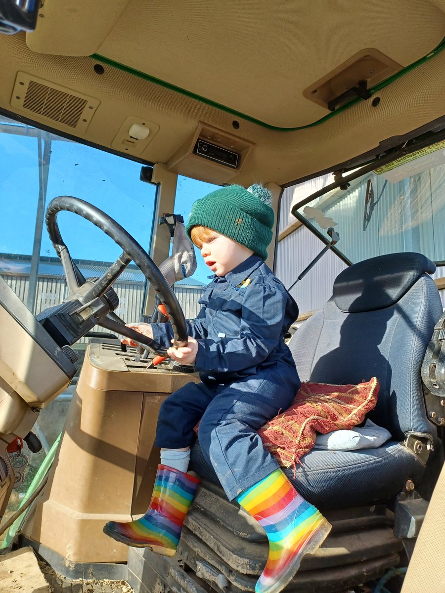 colmstenson's tweet photo. Young farmer delighted to be "helping" on a lovely spring day at the weekend. Think he prefers machinery!!! #springtime #Leitrim #FatherAndSon #farming #MachineLearning @irishcharolais #simmentals https://t.co/hScoYYr22Q