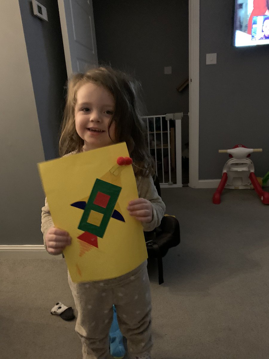 Scarlett loved this weekends home learning activity! She wanted to do a rocket, identifying what shapes she needed to make it! <a href="/HalsneadNursery/">HalsneadNursery</a>
