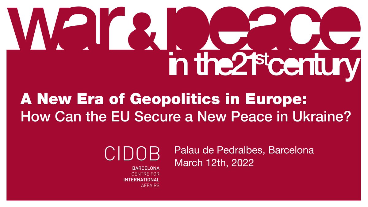 Will the Russian-Ukrainian conflict escalate outside Ukraine? What does Putin wish to win? Is NATO the ideal security framework to ensure peace in Europe? Experts from the US, the EU, Russia and China will discuss it at CIDOB’s War and Peace conference
🔗bit.ly/WarAndPeace2022