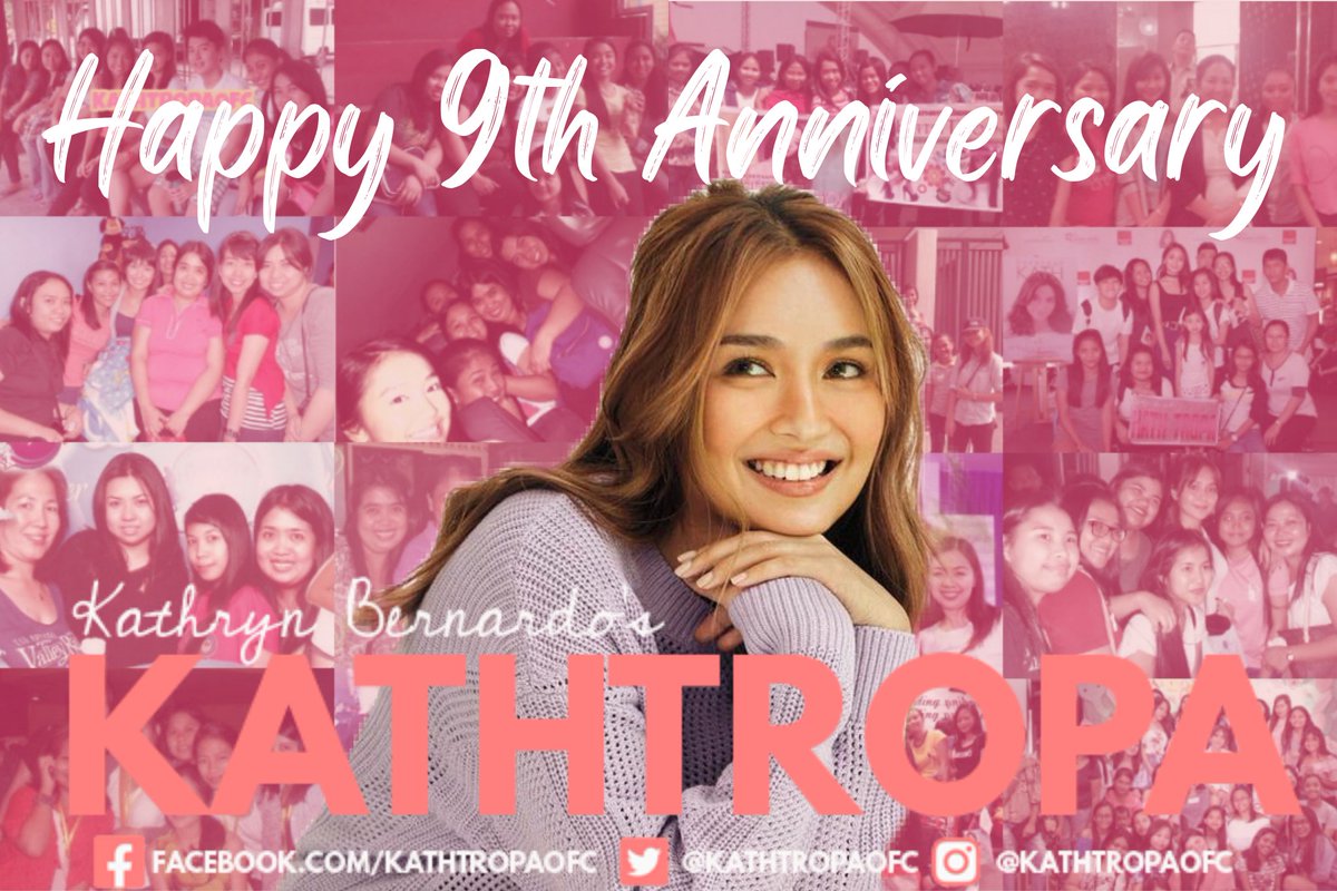 Happy 9th Anniversary, KATHTropa! 🥳🥰

🥂 to more years of supporting and loving, <a href="/bernardokath/">KATH 🐘</a>! Kath, Thank you for always inspiring us. Through thick &amp; thin, we are still here for you. We love and miss you so much! 💋
<a href="/min_bernardo/">min bernardo</a> <a href="/chryslermarco/">chrysler</a> <a href="/lulumromero/">Lulu Romero</a> #KathrynBernardo