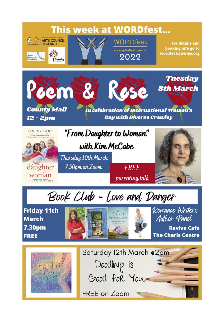 After a great first week, here are the Crawley Wordfest events coming up this week.  All FREE!  Book your place at: eventbrite.co.uk/o/wordfest-cra…