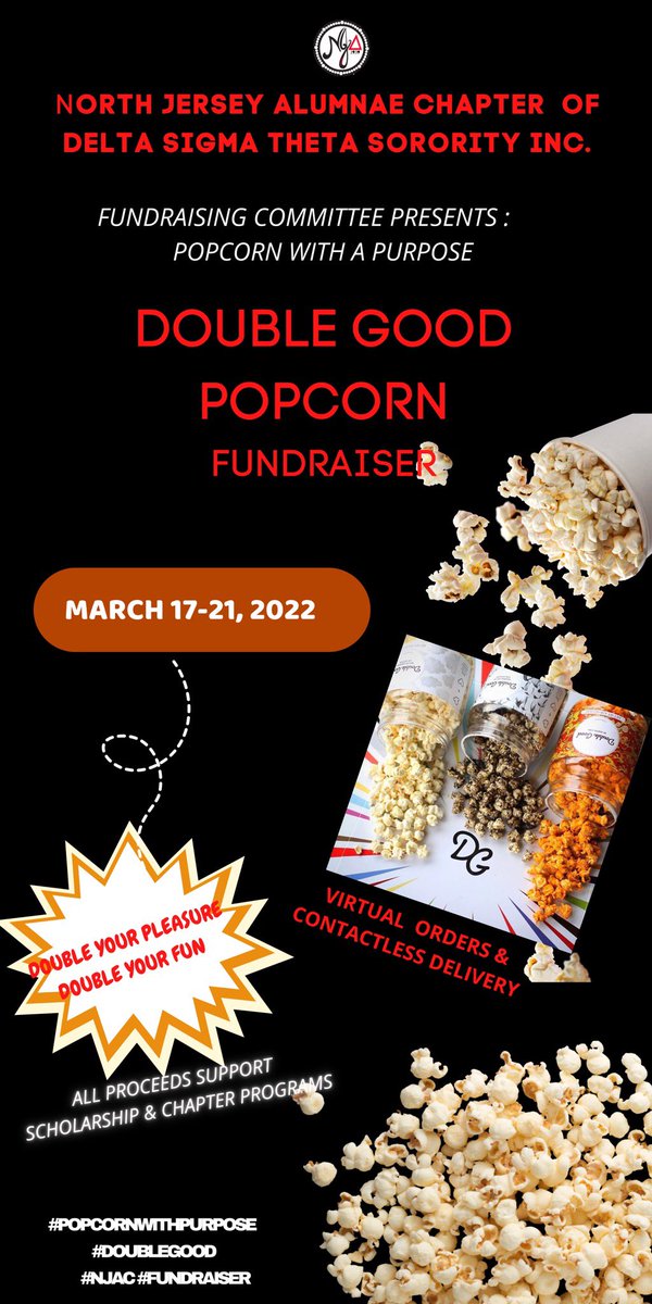 Its So  Good Its  Double Good!!!  Double Good Popcorn is  coming to North Jersey Alumnae Chapter!! Be on the lookout for the pop-up store link on March 17th.
