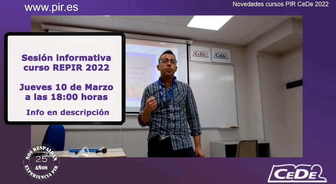 cedepir's tweet photo. El jueves 10 de Marzo a las 18 horas de forma presencial y online en directo tendremos una sesión informativa del curso #REPIR #CeDe 2022.
-Presencial: aulas CeDe C/Cartagena 164 Madrid.
-Online en directo a través del siguiente enlace:
https://t.co/S7So8xeQu4
Te esperamos! https://t.co/FNobHg9Pu1