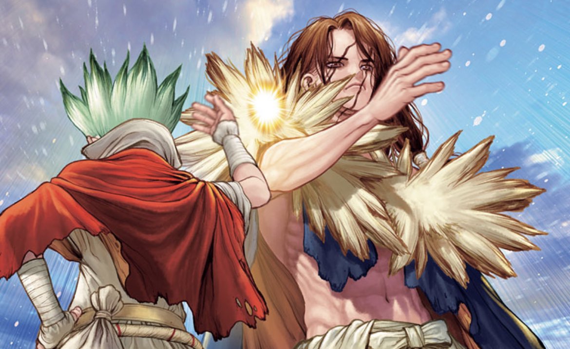 LJ_Hollywood's tweet photo. My favourite part of the final chapter?
Full colour high-fives! 🙌💥
#DrSTONE #chapter232 https://t.co/8aW8c3skys