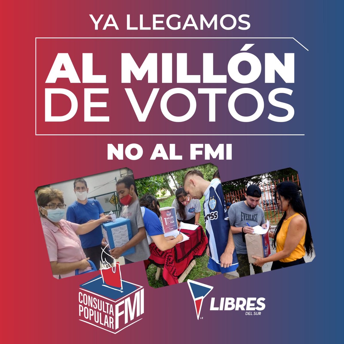 HumbertoTumini's tweet photo. Ayer domingo 6 de marzo culminó la Consulta Popular que impulsó Libres del Sur en todo el país, respecto del acuerdo con el FMI. Votaron 1.295.580 compatriotas. Con el escrutinio de hoy veremos cuántos a favor y cuántos en contra.
https://t.co/pBEeN85Xv3 https://t.co/zJ5Pq2PIkq