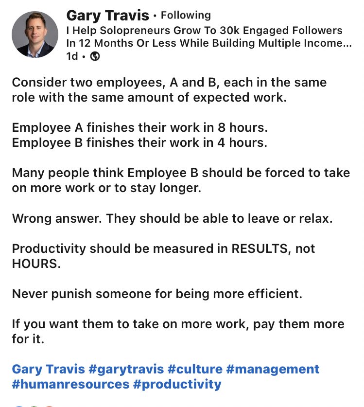 el_phany's tweet photo. This Behavior stems from decades of industrial misconception of, โThe longer the hours, the more productive you are or the work isโ.
Productivity isnโt measured by long hours or hard work, but quality and efficiency of work.
#SmartWorkOverHardWork
#WorkSmartNotHard https://t.co/ojPMY7lRqG