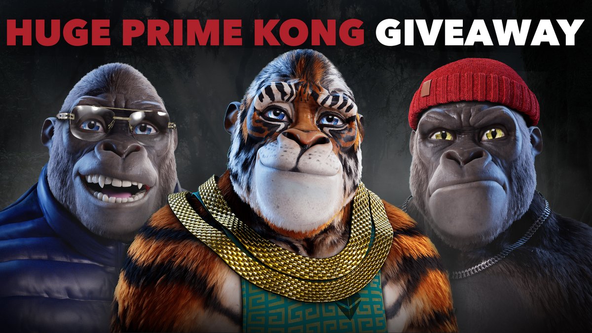 Hi Kongs!

Due to popular demand we have decided to host a HUGE Prime Kong giveaway.🔥

We will be giving away 3 Prime Kong NFTs and all that you have to do to win is this:

1. Follow @KongPlanet 
2. Like and RT this post
3. Tag 2 friends

Good luck everyone!🍀