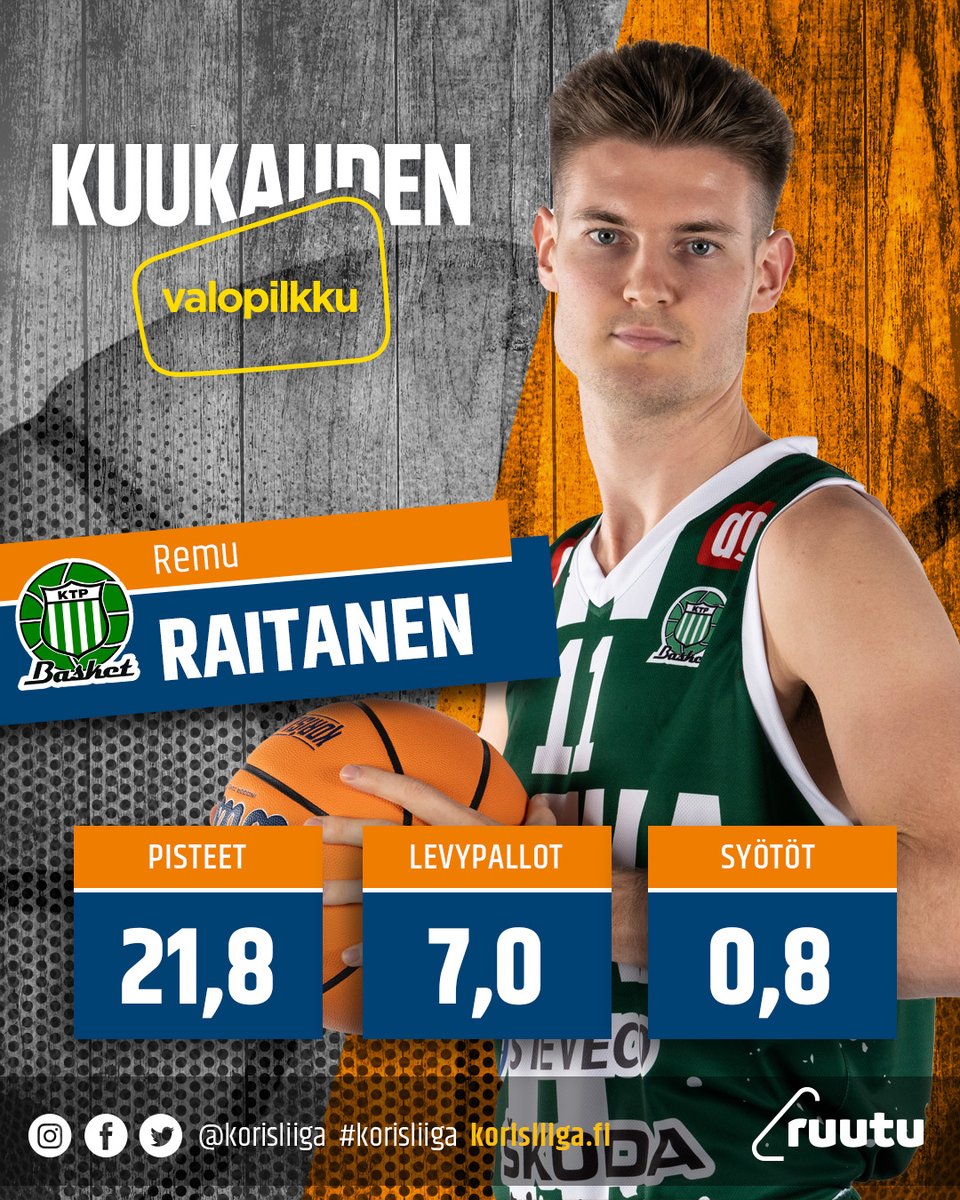 Kuukauden Valopilkku // Player of the Month: Remu Raitanen! 🏆

Upeaa kautta pelaava <a href="/KTP_Basket/">KTP-Basket</a>:in Remu Raitanen on valittu helmikuun Valopilkuksi! #Korisliiga