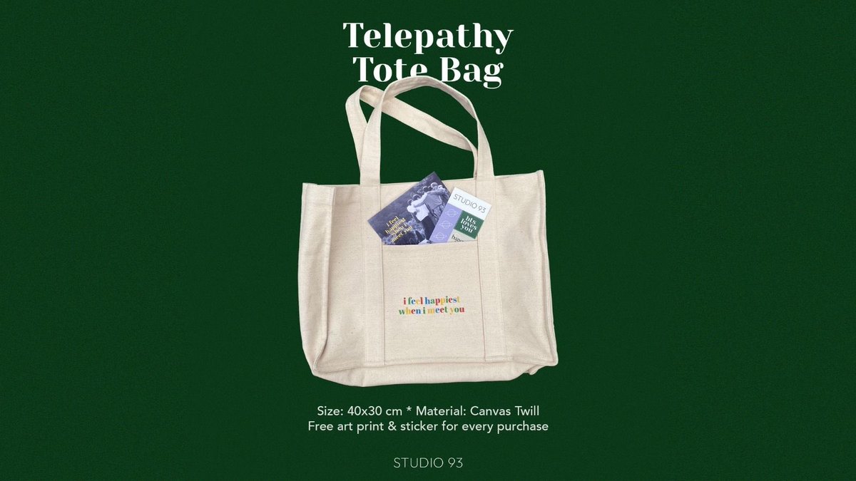 bystudio93's tweet photo. STUDIO 93 VOL. 1
Telepathy Tote Bag
-
Size: 40x30cm
Material: Canvas Twill
Price: IDR 169.000
-
Release Date: 9 March 2022 @ 19.00 WIB https://t.co/RXBNi9LNWq