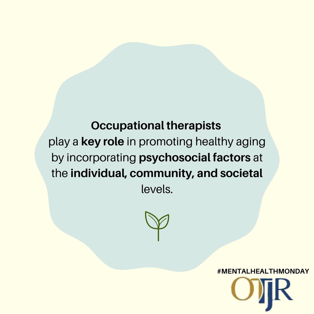 OTJRJournal's tweet image. Welcome to the kickoff our new themed content! 

It is #MENTALHEALTHMONDAY and today we are looking at the contributions of #emotionalfunctioning and #hope on healthy #aging

What role does #OT play?

ow.ly/8KAn50I9tKa

#OTResearch #occupationaltherapy #OTD