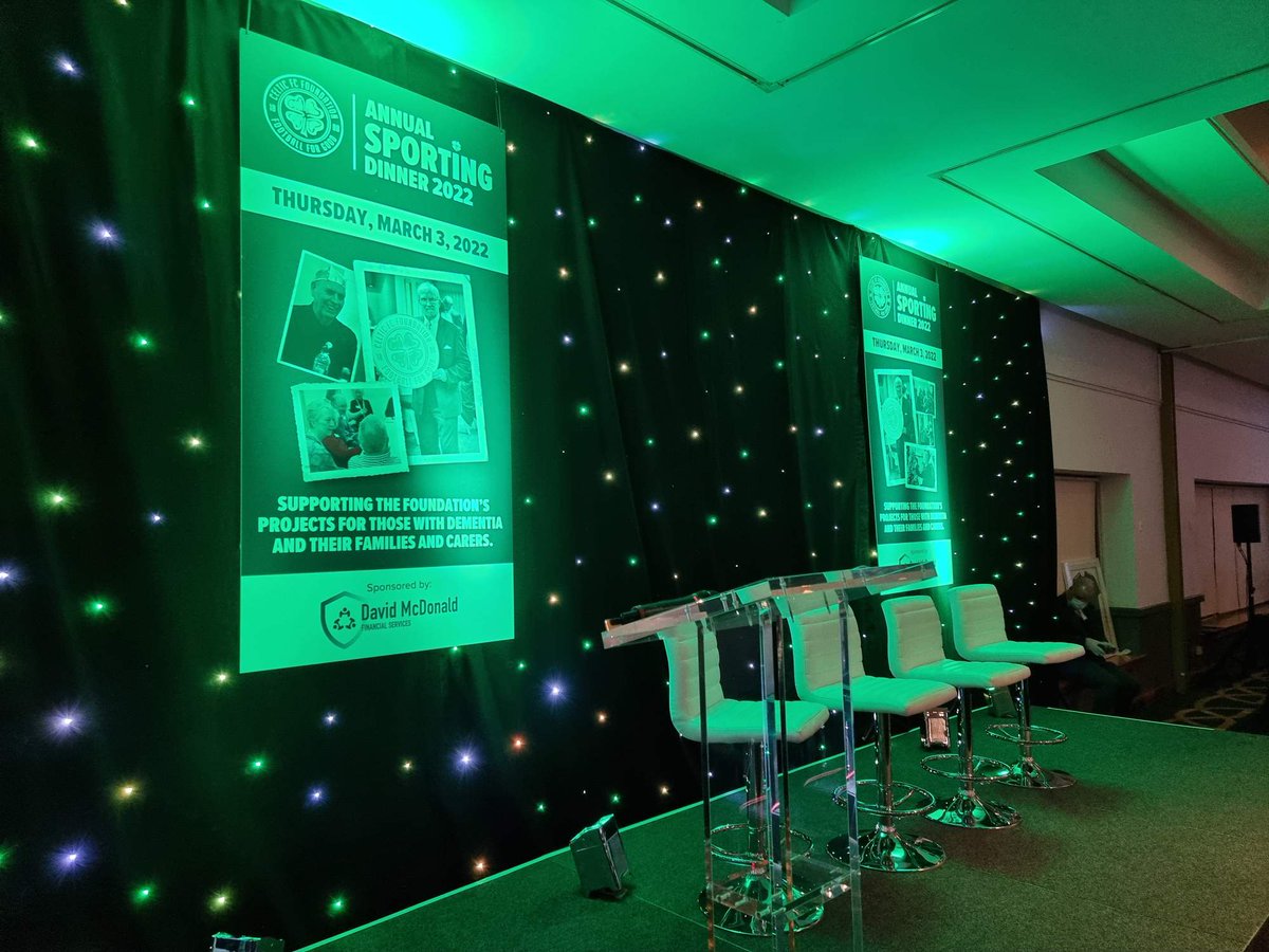 OSAVScotland's tweet photo. Great to be back at Celtic Park last week providing audio visual support to @FoundationCFC☘️ as the Annual Sporting Dinner 🍽 returned for the first time in two years - raising an incredible total of £100,000 👏
#audiovisual #av #events #awards #eventprofsuk https://t.co/1Anf65Twy6