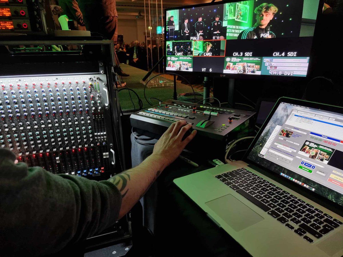 OSAVScotland's tweet photo. Great to be back at Celtic Park last week providing audio visual support to @FoundationCFC☘️ as the Annual Sporting Dinner 🍽 returned for the first time in two years - raising an incredible total of £100,000 👏
#audiovisual #av #events #awards #eventprofsuk https://t.co/1Anf65Twy6