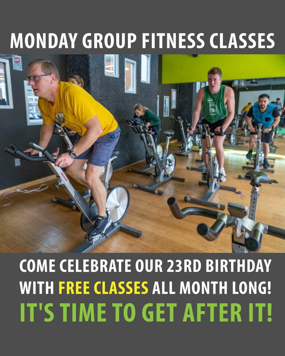 CapFitMadison's tweet image. Come celebrate our 23rd birthday with FREE classes all month long!
It's time to GET AFTER IT!

12 NOON- 12:45 PM:
Run Club with Troy

5:30 PM- 6:15 PM:
Core &amp;amp; Conditioning with Sam 

6:15 PM- 7:00 PM:
Get Cyced! Cycling Class with Sam